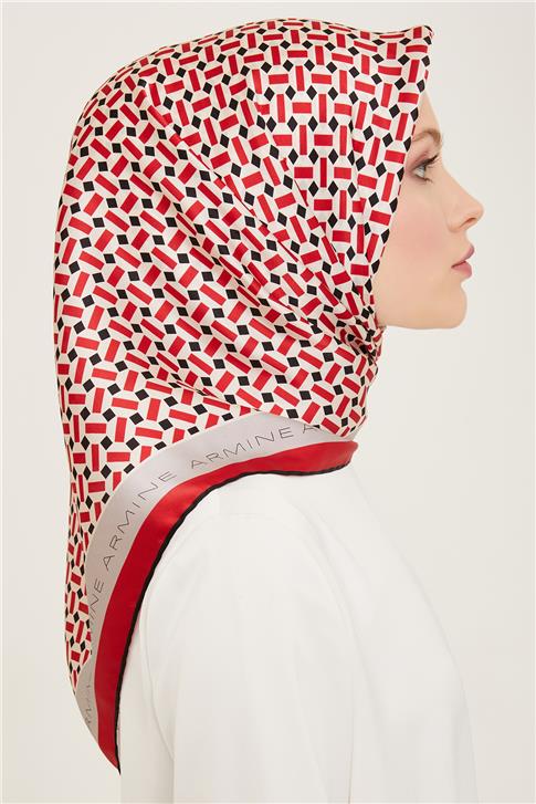 Armine Geometrik Desenli Twill İpek Eşarp 24Ya9151 4 31