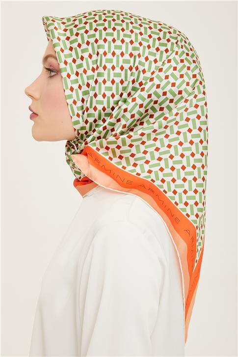 Armine Geometrik Desenli Twill İpek Eşarp 24Ya9151 4 34