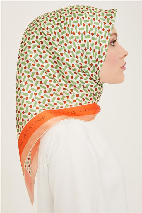 Armine Geometrik Desenli Twill İpek Eşarp 24Ya9151 4 34