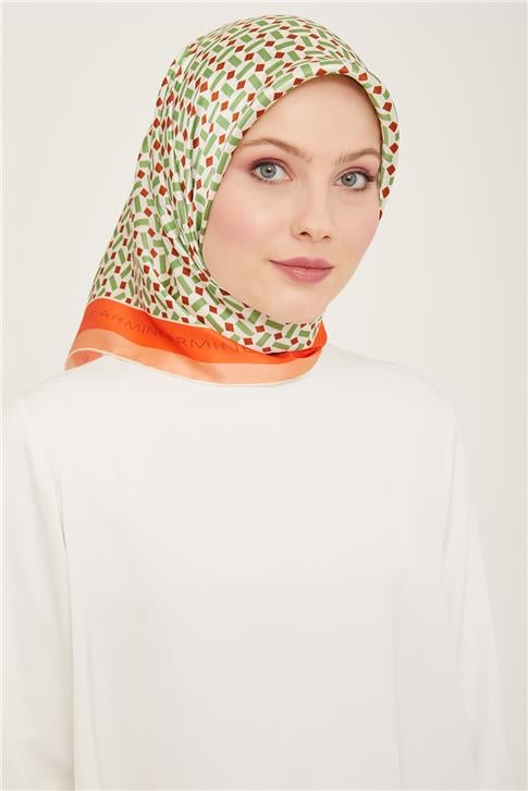 Armine Geometrik Desenli Twill İpek Eşarp 24Ya9151 4 34