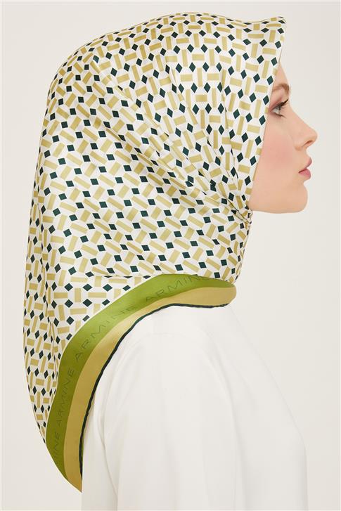 Armine Geometrik Desenli Twill İpek Eşarp 24Ya9151 4 50