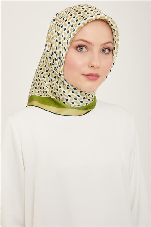 Armine Geometrik Desenli Twill İpek Eşarp 24Ya9151 4 50