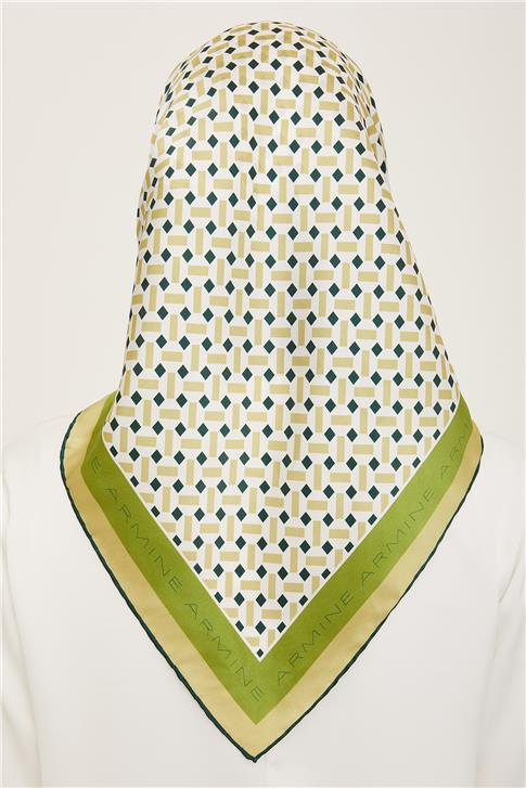 Armine Geometrik Desenli Twill İpek Eşarp 24Ya9151 4 50