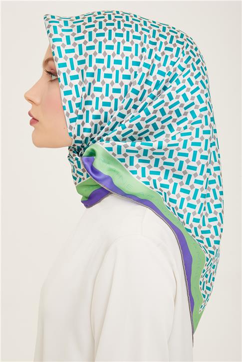 Armine Geometrik Desenli Twill İpek Eşarp 24Ya9151 4 51