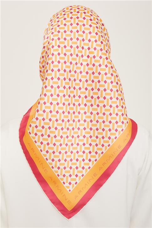 Armine Geometrik Desenli Twill İpek Eşarp 24Ya9151 4 52