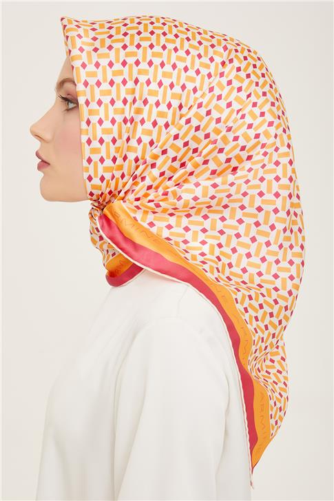 Armine Geometrik Desenli Twill İpek Eşarp 24Ya9151 4 52