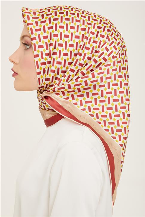 Armine Geometrik Desenli Twill İpek Eşarp 24Ya9151 4 53