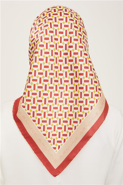 Armine Geometrik Desenli Twill İpek Eşarp 24Ya9151 4 53