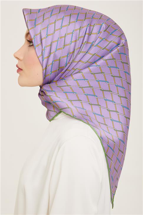 Armine Klasik Desenli Twill İpek Eşarp 24Ya9152 85 04