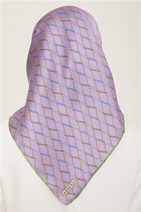 Armine Klasik Desenli Twill İpek Eşarp 24Ya9152 85 04