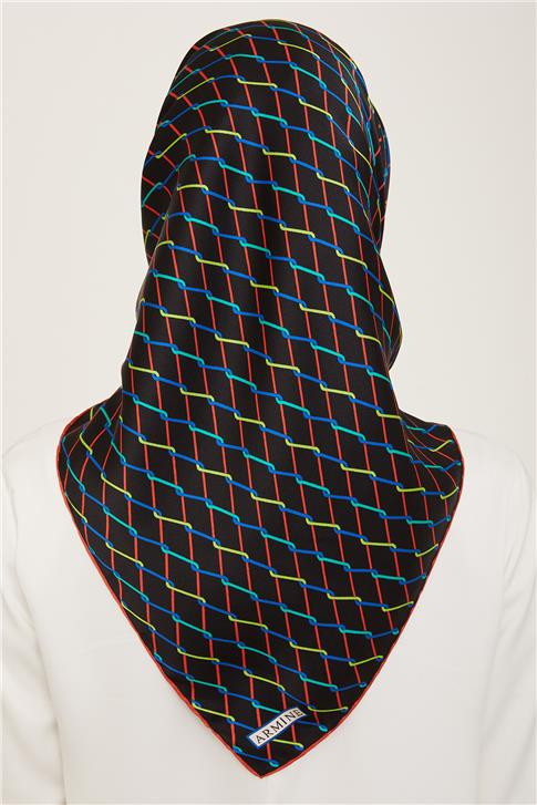 Armine Klasik Desenli Twill İpek Eşarp 24Ya9152 85 11