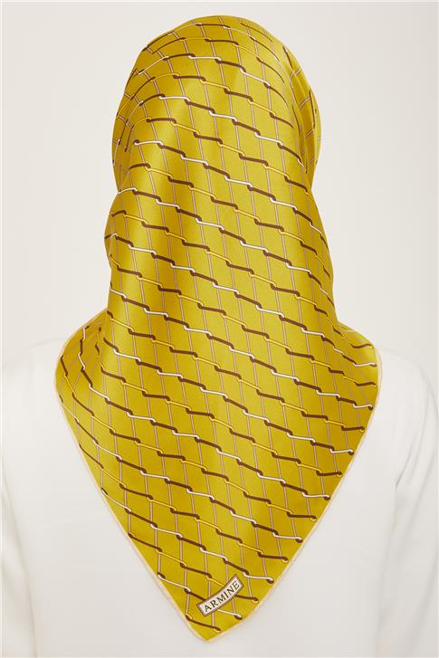 Armine Klasik Desenli Twill İpek Eşarp 24Ya9152 85 43