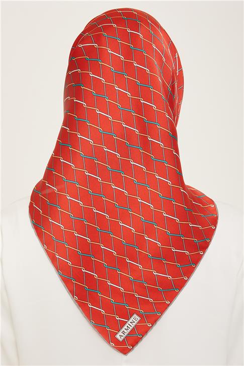Armine Klasik Desenli Twill İpek Eşarp 24Ya9152 85 81