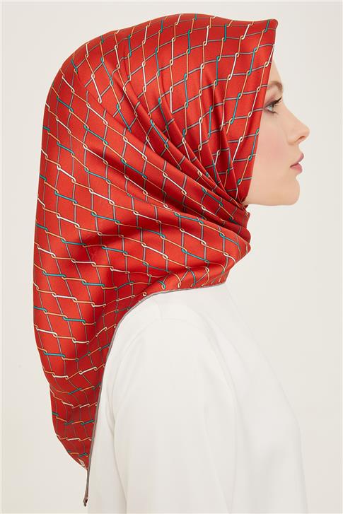Armine Klasik Desenli Twill İpek Eşarp 24Ya9152 85 81