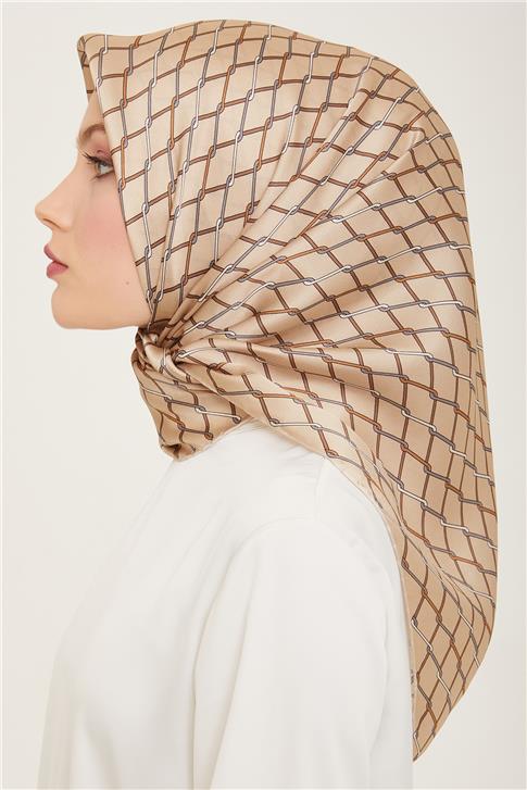 Armine Klasik Desenli Twill İpek Eşarp 24Ya9152 85 83