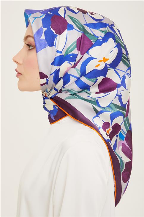 Armine Çiçek Desenli Twill İpek Eşarp 24Ya9153 52 61