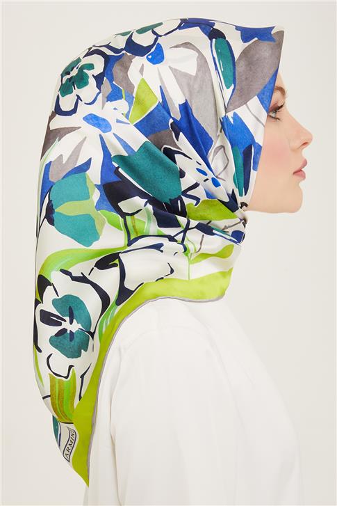 Armine Çiçek Desenli Twill İpek Eşarp 24Ya9153 52 81