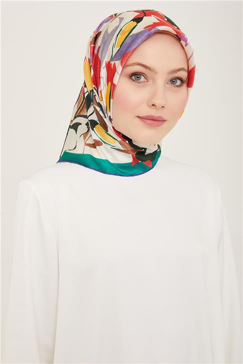 Armine Çiçek Desenli Twill İpek Eşarp 24Ya9153 52 82