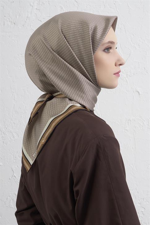 Armine Monogram Desenli Saf İpek Twill Eşarp 9401D 02