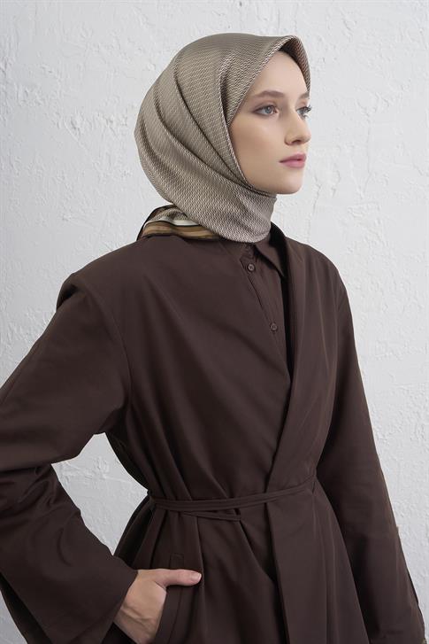 Armine Monogram Desenli Saf İpek Twill Eşarp 9401D 02