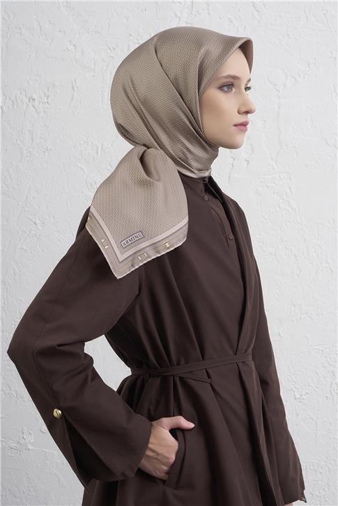 Armine Monogram Desenli Saf İpek Twill Eşarp 9401D 05