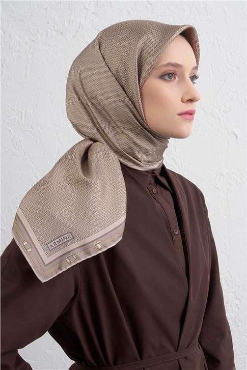 Armine Monogram Desenli Saf İpek Twill Eşarp 9401D 05