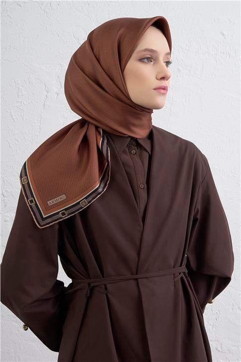 Armine Monogram Desenli Saf İpek Twill Eşarp 9401D 38