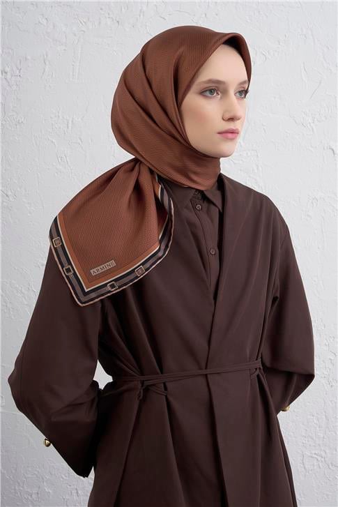 Armine Monogram Desenli Saf İpek Twill Eşarp 9401D 38
