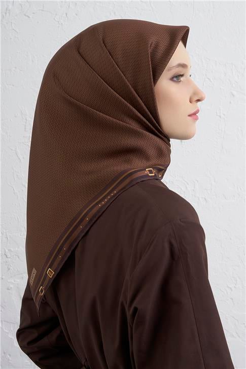 Armine Monogram Desenli Saf İpek Twill Eşarp 9401D 80