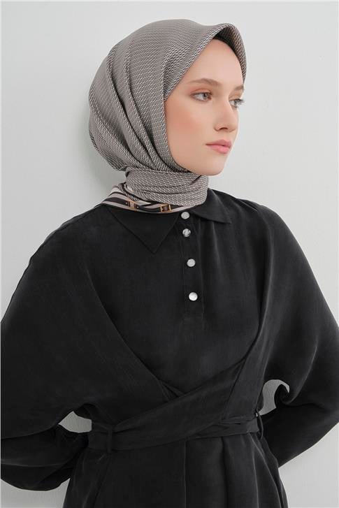 Armine Monogram Desenli Saf İpek Twill Eşarp 9401D 83