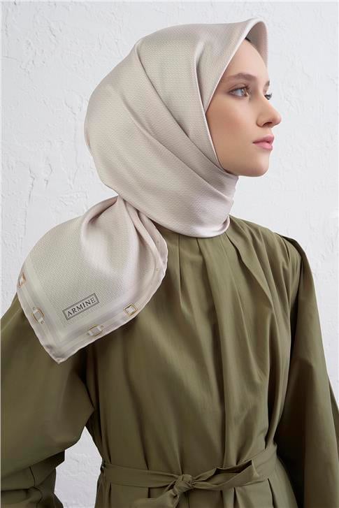 Armine Monogram Desenli Saf İpek Twill Eşarp 9401D 85
