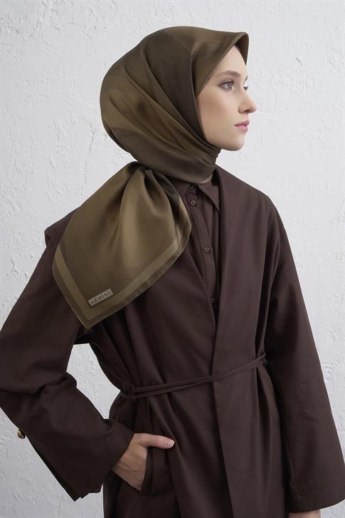 Armine Geometrik Desenli Saf İpek Twill Eşarp 9402D 55