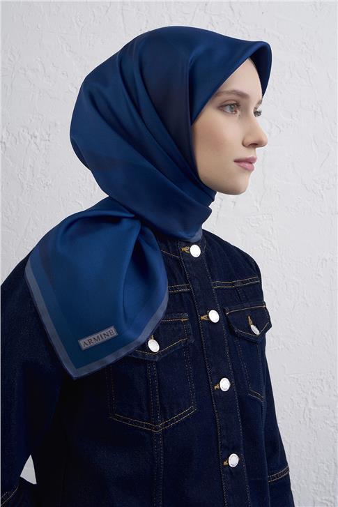 Armine Geometrik Desenli Saf İpek Twill Eşarp 9402D 83