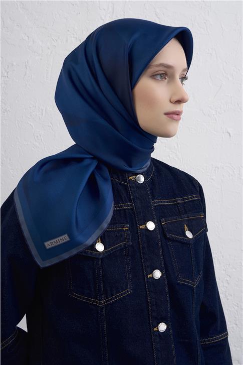 Armine Geometrik Desenli Saf İpek Twill Eşarp 9402D 83