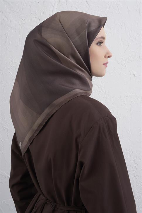 Armine Geometrik Desenli Saf İpek Twill Eşarp 9402D 84