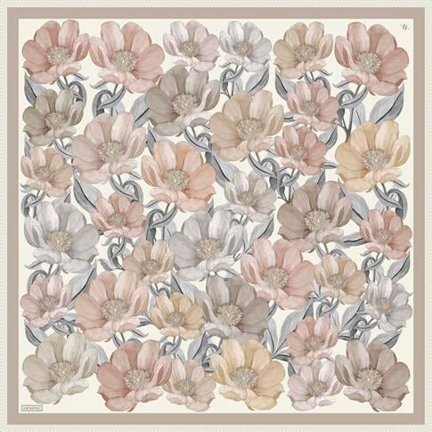Armine Çiçek Desenli Saf İpek Twill Eşarp 9403D 81