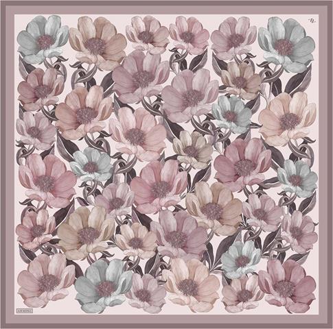 Armine Çiçek Desenli Saf İpek Twill Eşarp 9403D 82