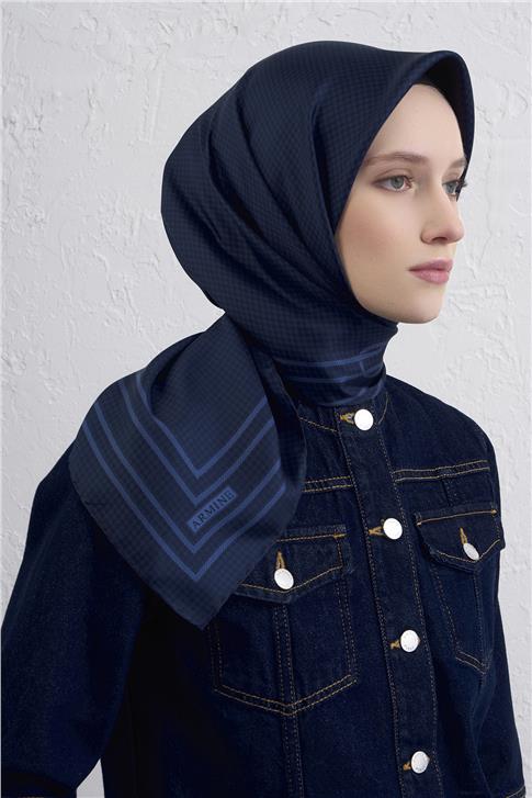 Armine Klasik Desenli Saf İpek Twill Eşarp 9404D 08