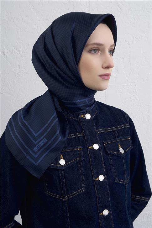 Armine Klasik Desenli Saf İpek Twill Eşarp 9404D 08