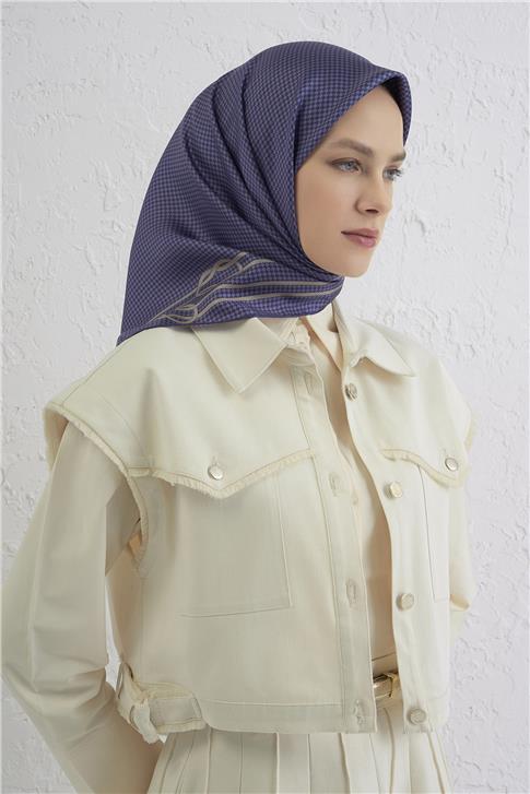 Armine Klasik Desenli Saf İpek Twill Eşarp 9404D 09