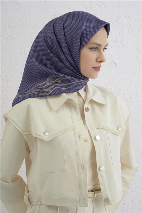 Armine Klasik Desenli Saf İpek Twill Eşarp 9404D 09