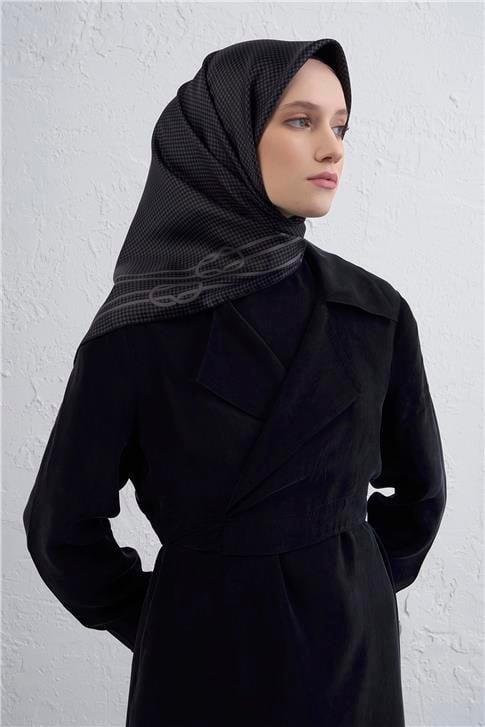 Armine Klasik Desenli Saf İpek Twill Eşarp 9404D 11