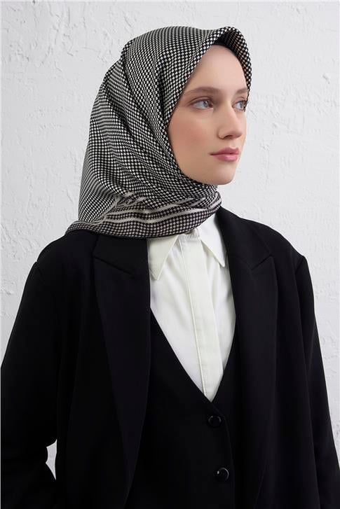 Armine Klasik Desenli Saf İpek Twill Eşarp 9404D 80