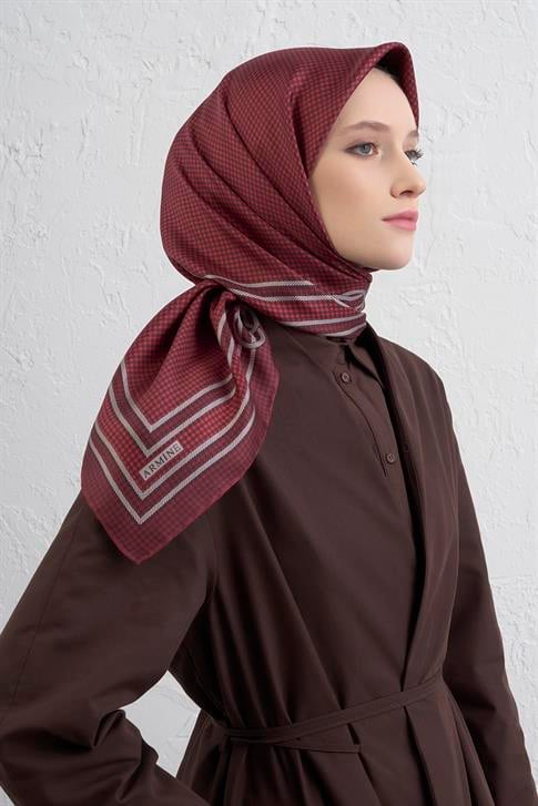 Armine Klasik Desenli Saf İpek Twill Eşarp 9404D 82