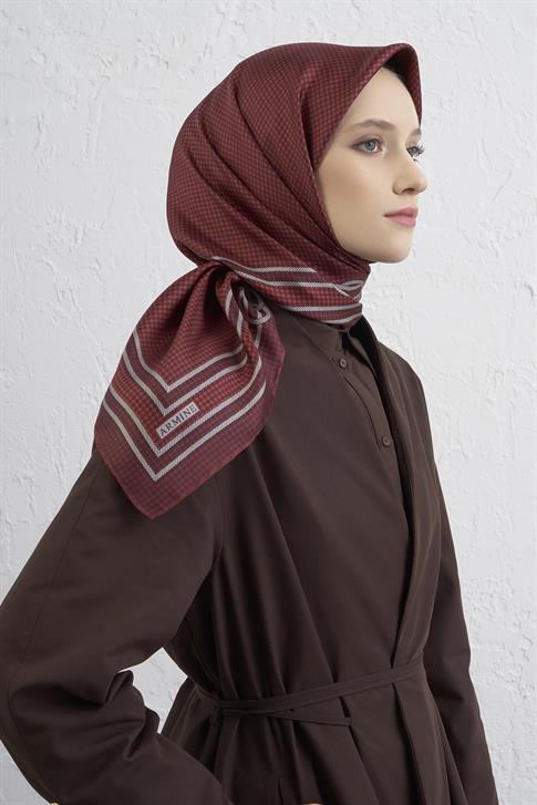 Armine Klasik Desenli Saf İpek Twill Eşarp 9404D 82