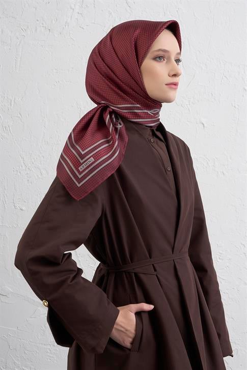 Armine Klasik Desenli Saf İpek Twill Eşarp 9404D 82