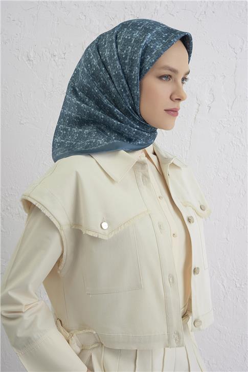 Armine Soyut Desenli Saf İpek Twill Eşarp 9405D 03