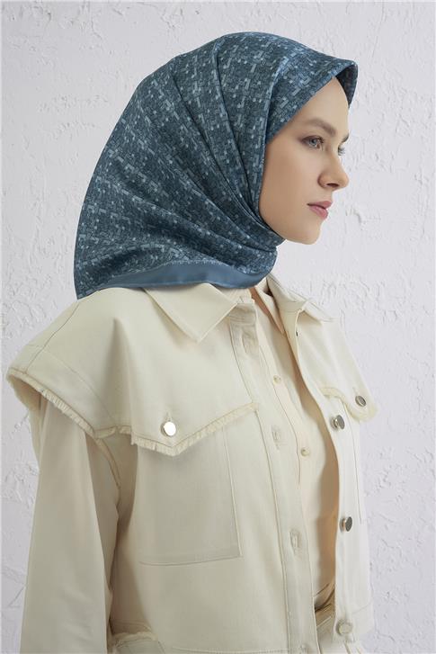 Armine Soyut Desenli Saf İpek Twill Eşarp 9405D 03