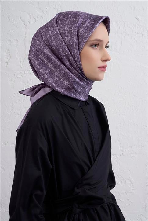Armine Soyut Desenli Saf İpek Twill Eşarp 9405D 05