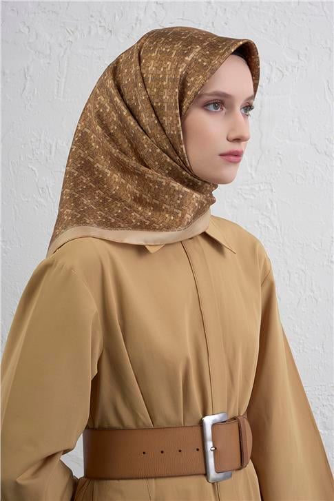 Armine Soyut Desenli Saf İpek Twill Eşarp 9405D 06